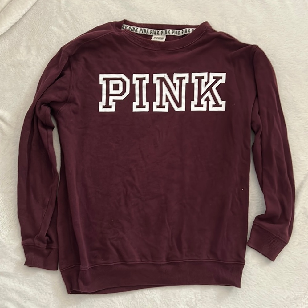 PINK Maroon Crewneck